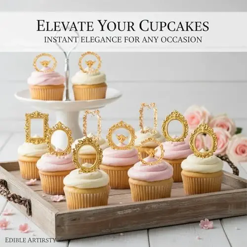 Acvcatto Vintage Baroque Frame Silicone Molds, 4-Piece Photo Frame Fondant Mold for Cupcake Topper Chocolate Candy Polymer Clay Gum Paste Resin Crafts, DIY Jewelry Making - 6