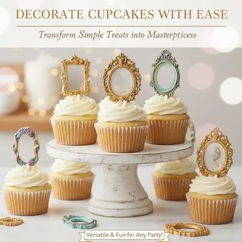 Acvcatto Vintage Frame Silicone Molds, Ornate Baroque Picture Frame Fondant Molds, for Resin Casting Cake Decorating Cupcake Topper Chocolate Candy Polymer Clay Gum Paste Set of 4 - 6