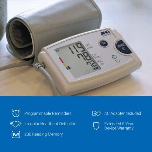 A&D Medical Premium Pre-Formed Cuff Upper Arm Blood Pressure Monitor (23-43 cm / 9-17