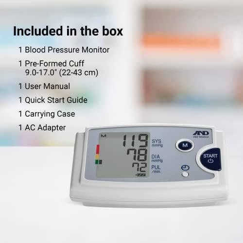 A&D Medical Premium Pre-Formed Cuff Upper Arm Blood Pressure Monitor (23-43 cm / 9-17