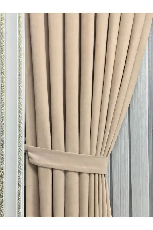 Ada Curtain Beige Single Wing 1/3 Tight Pleat - 4