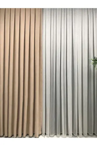 Ada Curtain Beige Single Wing 1/3 Tight Pleat - ERDOĞANLAR KOZA (1)