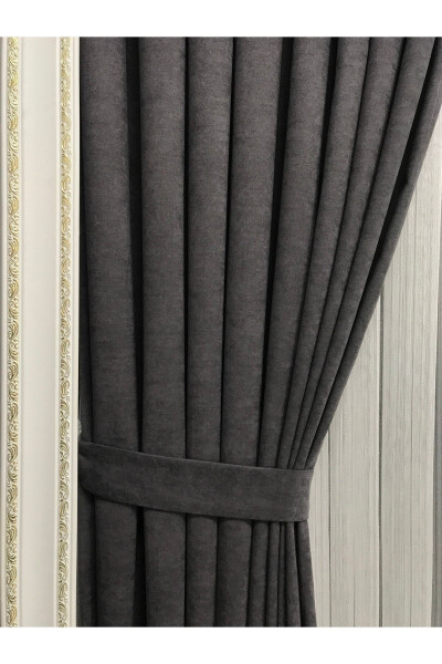 Ada Drapery Anthracite Single Wing 1/3 Tight Pleat - 2