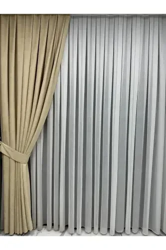 Ada Fonluk Açık Bej Tek Kanat 1/3 Sık Pile-Açık Sarı - 3