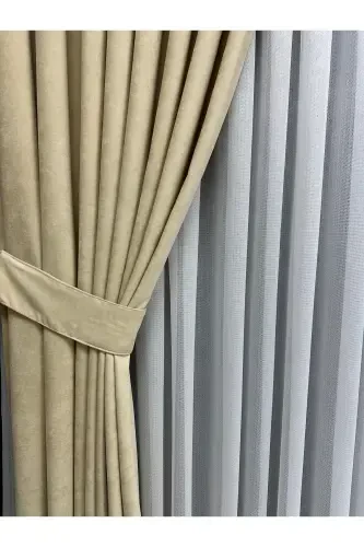 Ada Fonluk Açık Bej Tek Kanat 1/3 Sık Pile-Açık Sarı - 5