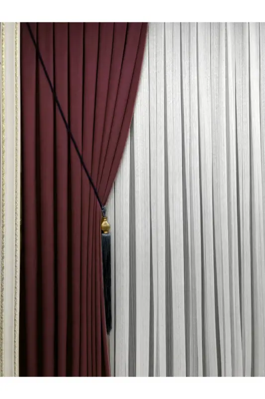 Ada Fonluk Bordo Tek Kanat 1/3 Sık Pile-Bordo - 4