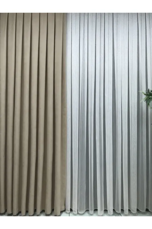 Ada Fonluk Koyu Bej Tek Kanat 1/3 Sık Pile-Koyu Bej - 2