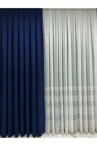 Ada Fonluk Parlement Mavisi (Açık Lacivert) Tek Kanat 1/3 Sık Pile-Mavi - 5