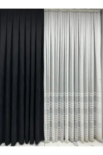 Ada Fonluk Siyah Tek Kanat 1/3 Sık Pile-Siyah - 5