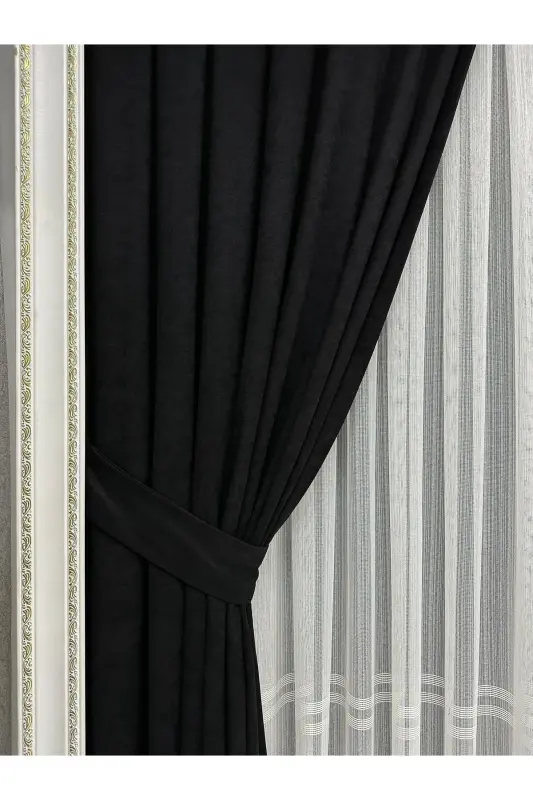 Ada Fonluk Siyah Tek Kanat 1/3 Sık Pile-Siyah - 2