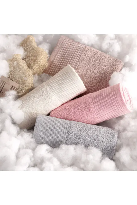 Ada Softline 4-Piece 50*90 Cotton Hand and Face Towel | Towel & Towel Set | Towel | Towel Set | Dowry - Pink - 1