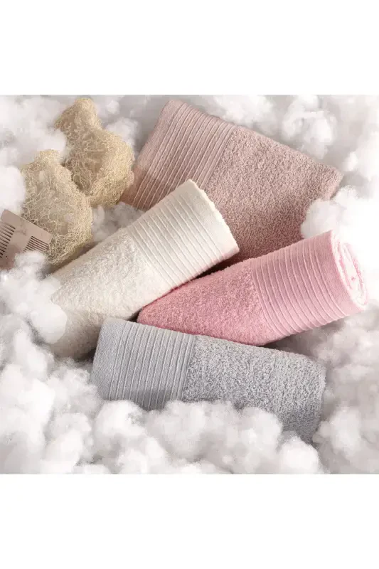 Ada Softline 4-Piece 50*90 Cotton Hand Face Towel | Towel & Towel Set | Towel | Towel Set | Dowry-Pink - 1