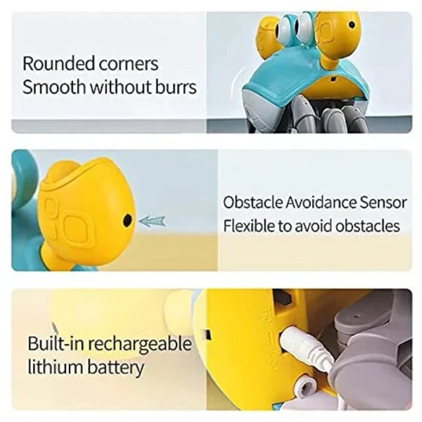 Adakot Blue Crawling Crab Baby Toys Touch and Walk Music Light Baby Crawling Toys for Kids, Interactive Learning Development Toddler Toy, Baby Toys 12-18 Months Gift Toys - 6