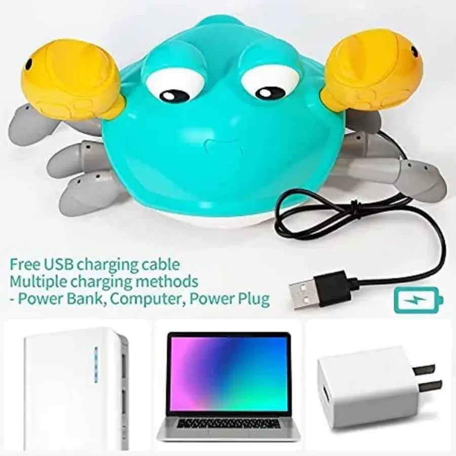 Adakot Blue Crawling Crab Baby Toys Touch and Walk Music Light Baby Crawling Toys for Kids, Interactive Learning Development Toddler Toy, Baby Toys 12-18 Months Gift Toys - 7