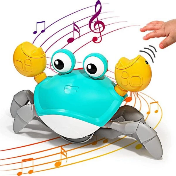 Adakot Blue Crawling Crab Baby Toys Touch and Walk Music Light Baby Crawling Toys for Kids, Interactive Learning Development Toddler Toy, Baby Toys 12-18 Months Gift Toys-BLUE - ADAKOT