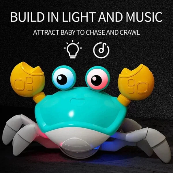 Adakot Blue Crawling Crab Baby Toys Touch and Walk Music Light Baby Crawling Toys for Kids, Interactive Learning Development Toddler Toy, Baby Toys 12-18 Months Gift Toys-BLUE - ADAKOT (1)