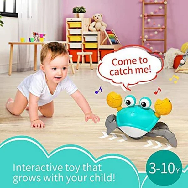 Adakot Blue Crawling Crab Baby Toys Touch and Walk Music Light Baby Crawling Toys for Kids, Interactive Learning Development Toddler Toy, Baby Toys 12-18 Months Gift Toys-BLUE - 3