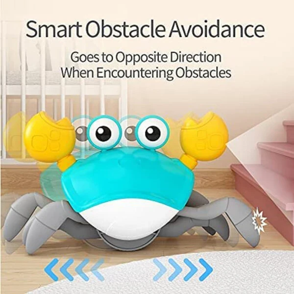 Adakot Blue Crawling Crab Baby Toys Touch and Walk Music Light Baby Crawling Toys for Kids, Interactive Learning Development Toddler Toy, Baby Toys 12-18 Months Gift Toys-BLUE - 4