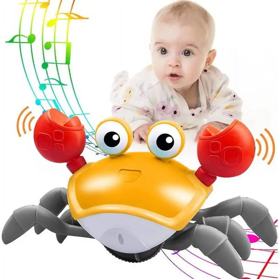 Adakot Orange Crawling Crab Baby Toys 6-12 Months, Fun Moving Infant Toys with Music Lights, Toy Gifts for Babies, Toddlers, Kids - 1