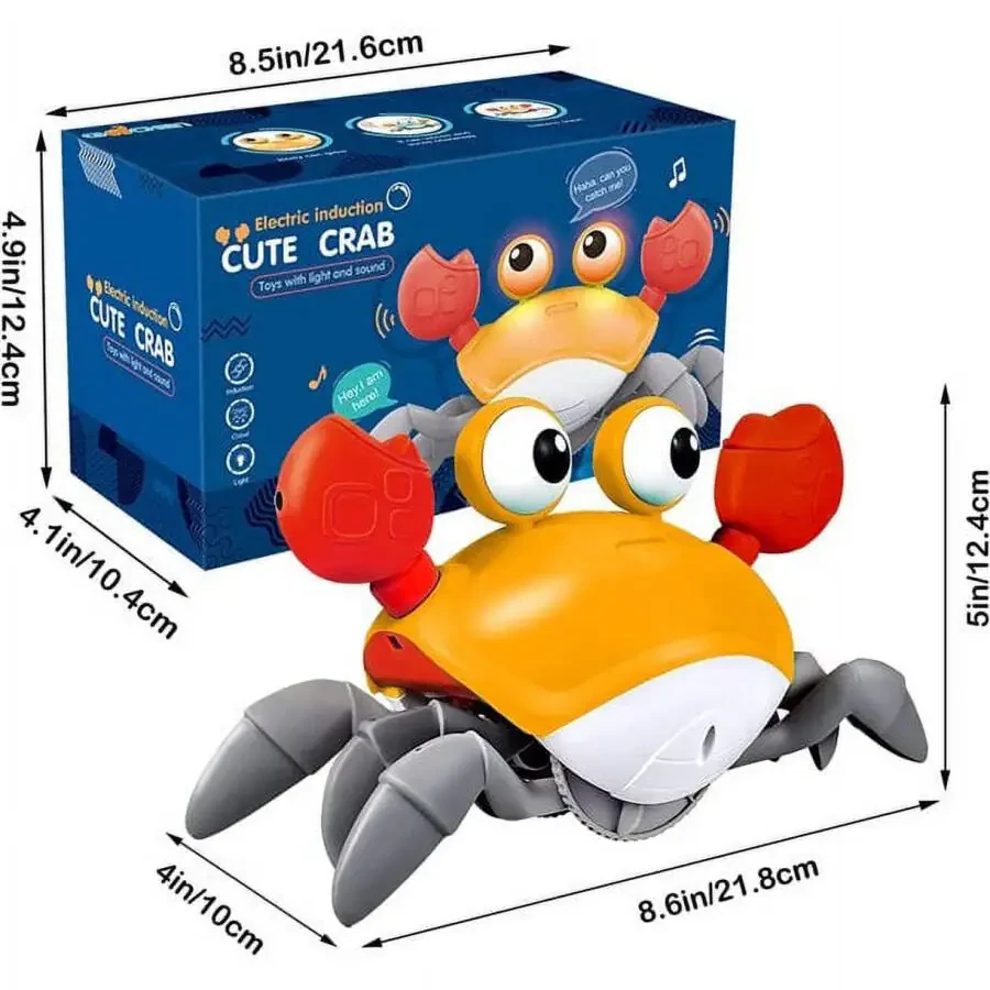 Adakot Orange Crawling Crab Baby Toys 6-12 Months, Fun Moving Infant Toys with Music Lights, Toy Gifts for Babies, Toddlers, Kids - 3