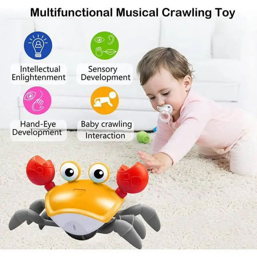 Adakot Orange Crawling Crab Baby Toys 6-12 Months, Fun Moving Infant Toys with Music Lights, Toy Gifts for Babies, Toddlers, Kids - 4