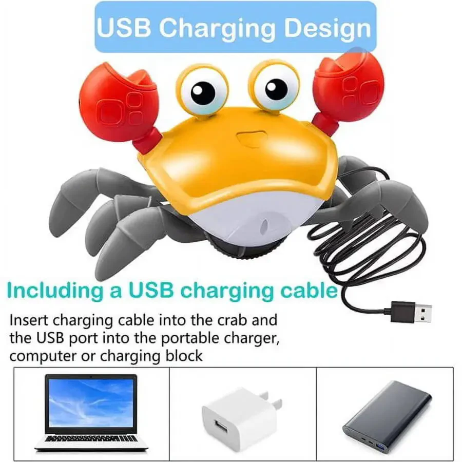 Adakot Orange Crawling Qisqichbaqa bolalar o'yinchoqlari 6-12 oy, Musiqa chiroqlari bilan qiziqarli harakatlanuvchi chaqaloq o'yinchoqlari, Bolalar, kichkintoylar, bolalar uchun o'yinchoq sovg'alari. - 2