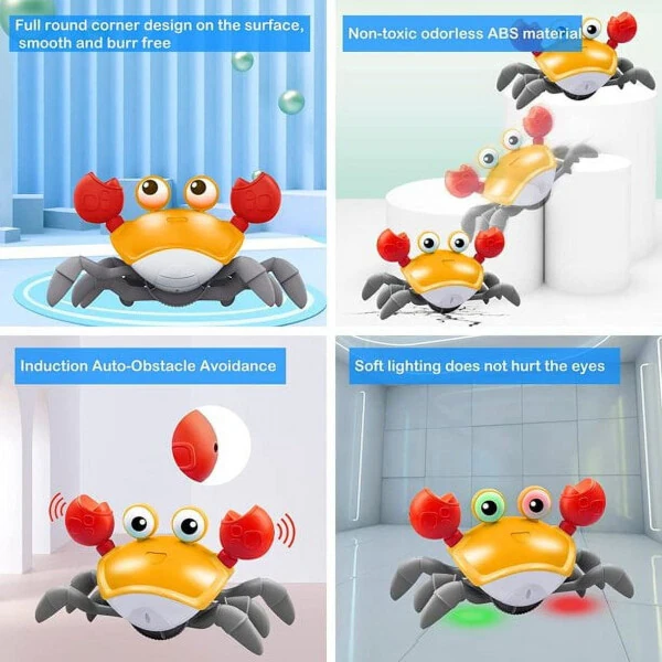 Adakot Orange Crawling Qisqichbaqa bolalar o'yinchoqlari 6-12 oy, Musiqa chiroqlari bilan qiziqarli harakatlanuvchi chaqaloq o'yinchoqlari, Bolalar, kichkintoylar, bolalar uchun o'yinchoq sovg'alari. - 6