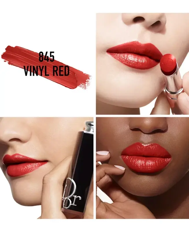Addict Refillable Shine Lipstick-845 Vinyl Red (A bright red) - 3