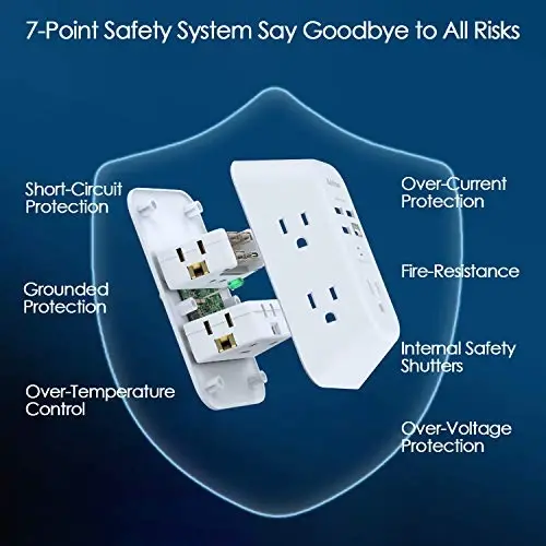 Addtam Surge Protector Outlet Extender, Multi Plug Wall Outlet with 4 USB Ports(1 USB-C), 3 tomonli 1800J Power Strip Plug Extension Outlet Splitter, kulrang - 4