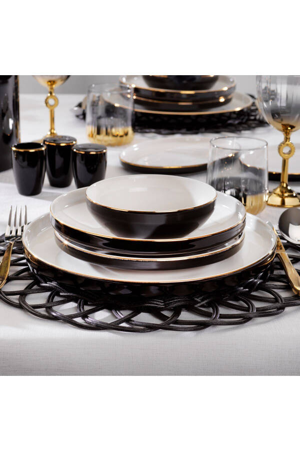 Adel Black Dinner Set - 56 Pieces - Black - 2