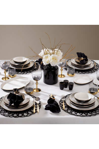 Adel Black Dinner Set - 56 Pieces - Black - 1