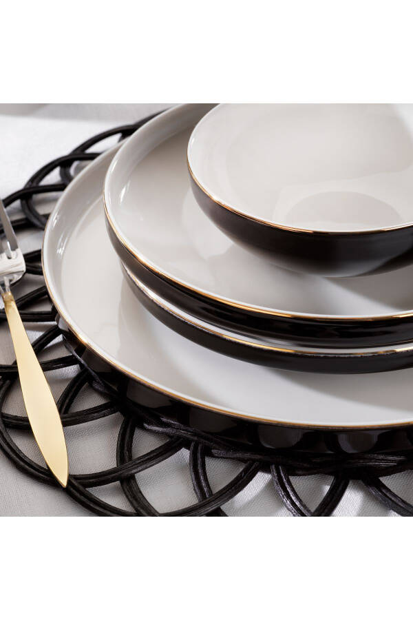 Adel Black Dinner Set - 56 Pieces - Black - 3