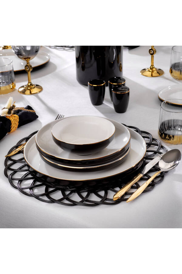 Adel Black Dinner Set - 56 Pieces - Black - 10