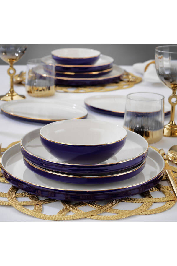 Adel Navy Blue Dinner Set - 56 Pieces - 1