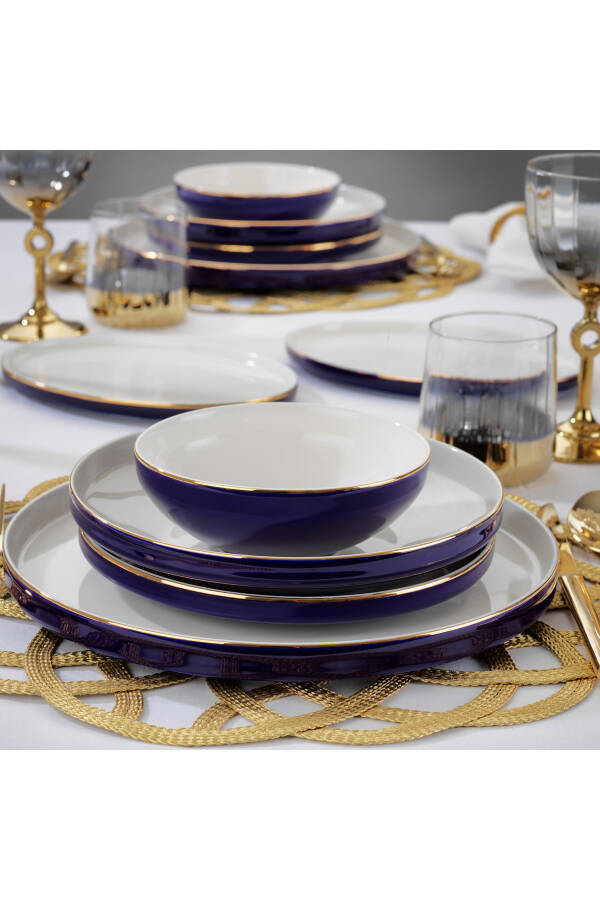 Adel Navy Blue Dinner Set - 56 Pieces - 8