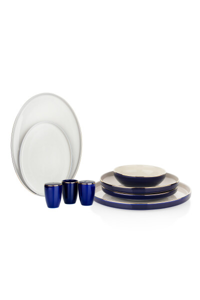 Adel Navy Blue Dinner Set - 56 Pieces - 12