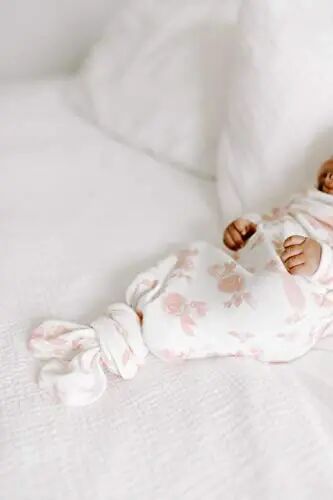 aden + anais Snuggle Knit Knotted Newborn Baby Gown & Hat Set, Rosettes - 4