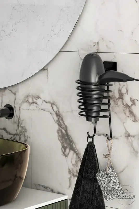 Adhesive Black Hair Dryer Holder Stand Hair Dryer Rack - 1