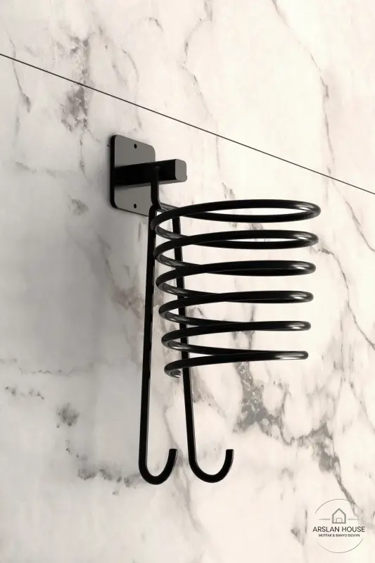 Adhesive Black Hair Dryer Holder Stand Hair Dryer Rack - 4