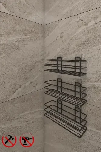 Adhesive Hook 3-Tier Bathroom Kitchen Shelf - 4