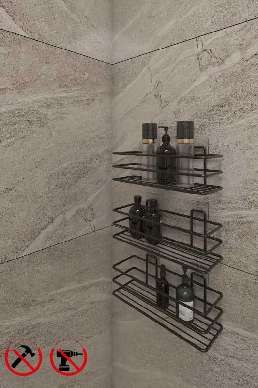 Adhesive Hook 3-Tier Bathroom Kitchen Shelf - 6