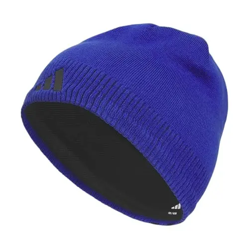 adidas Creator 3 Beanie | Warm Double-Layer Knit, Soft Acrylic Knit, Moisture-Wicking Mesh, Premium TPU Logo, 3-Stripe Back Detail, Cold-Weather Ready - 1