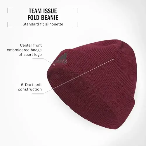 adidas Erkaklar jamoasi uchun Beanie, Standart Fit Manjetli Akril Trikotaj Shlyapa/Qish uchun Kepka - 2