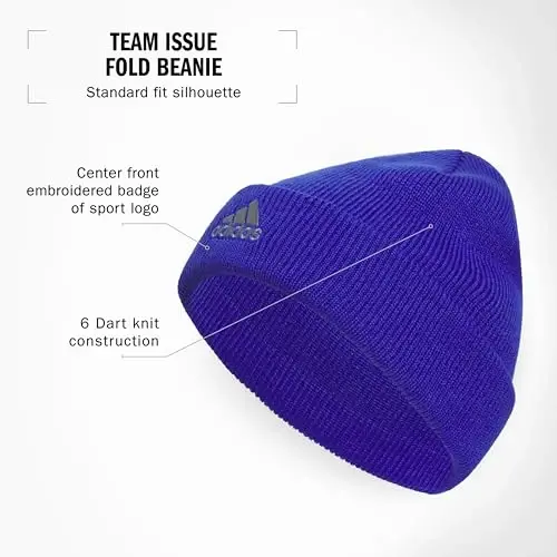 adidas Erkaklar jamoasi uchun shapka, Standart o'lchamli manjetli akril trikotaj shapka / Qish uchun qalpoq - 3