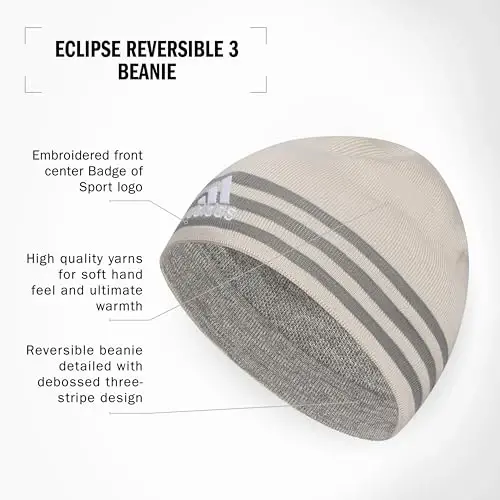 Adidas erkaklar uchun ikki tomonlama Skully Beanie – Trikotaj qishki bosh suyagi shapkasi, standart bichim - 3