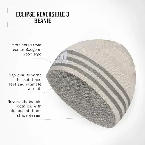 Adidas erkaklar uchun ikki tomonlama Skully Beanie – Trikotaj qishki bosh suyagi shapkasi, standart bichim - 3