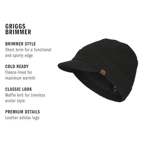 adidas Men's Griggs Brimmer Beanie with Brim | Warm Double-Layer Knit, Soft Stretch Fabric, Snug Coverage, Cold-Weather Ready - 2