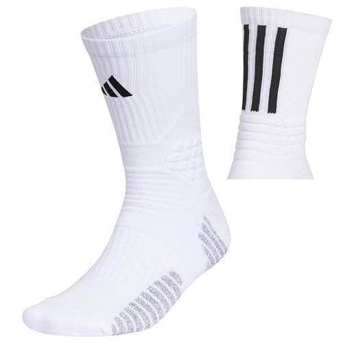 Adidas Select Basketball Crew Socks (1 Pair) for Team Sports, Boys Girls Men Women, White/Black/2, X-Large - 1