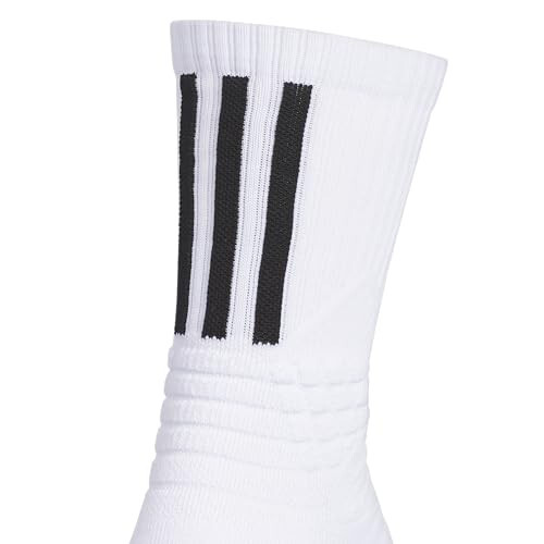 Adidas Select Basketball Crew Socks (1 Pair) for Team Sports, Boys Girls Men Women, White/Black/2, X-Large - 4