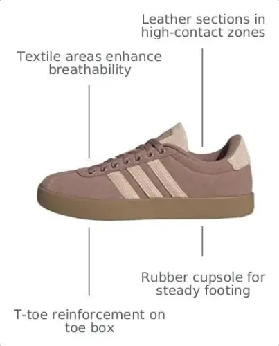 adidas Women's VL Court 3.0 Sneakers | Casual Shoes, Skateboarding-Inspired, Low-Cut, T-Toe, Lace Closure, Lightweight Cushioning, Standard Fit, For Everyday Wear - 3